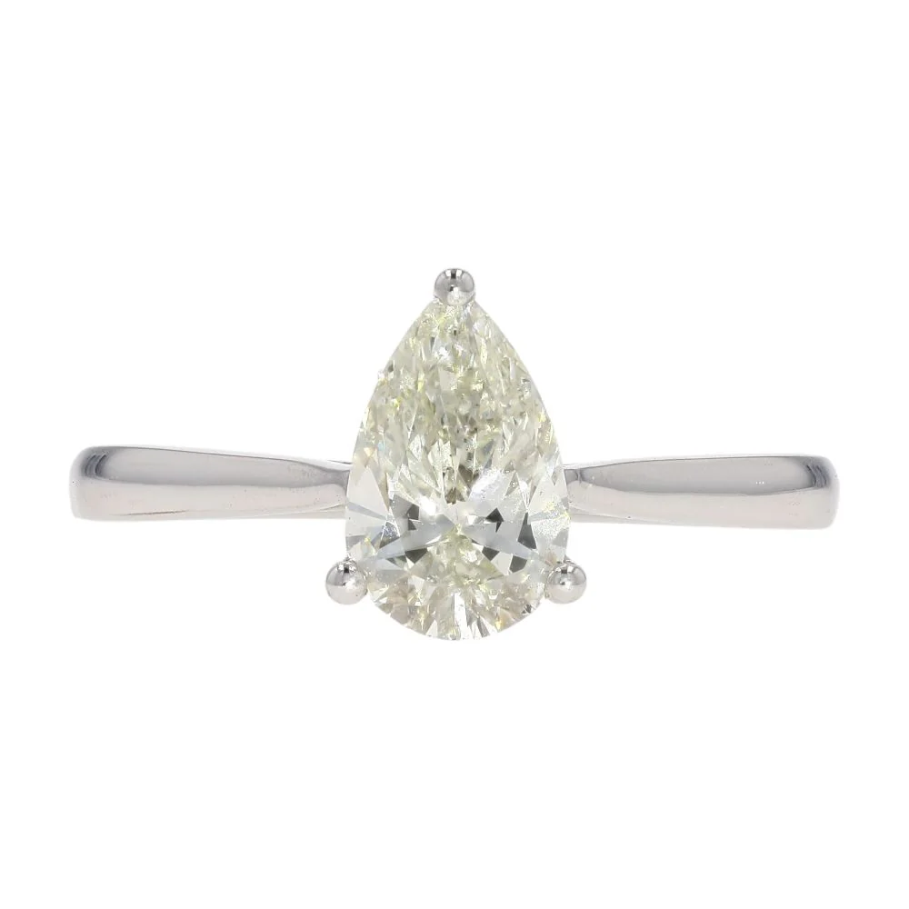 1.00 Ct 10K White Gold Lab Grown Diamond Cathedral Shank Engagement Ring