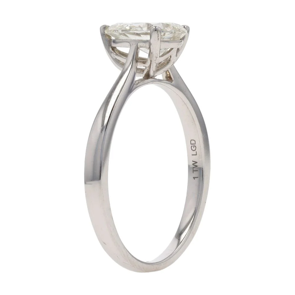 1.00 Ct 10K White Gold Lab Grown Diamond Cathedral Shank Engagement Ring - Image 5