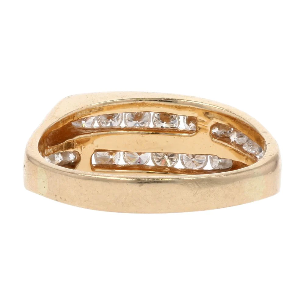 1.00 Ct 14K Gold Round Channel Set Diamond Two Row Bypass Band - Image 3