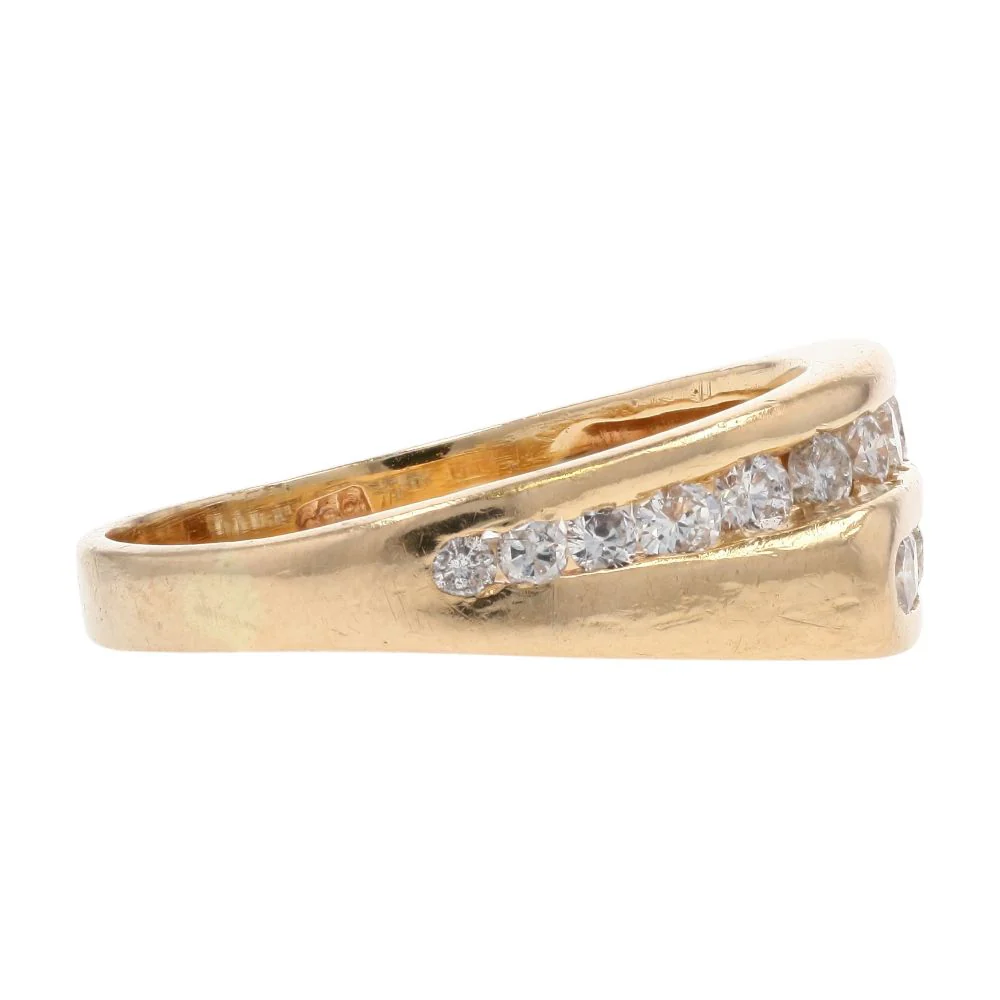 1.00 Ct 14K Gold Round Channel Set Diamond Two Row Bypass Band - Image 4