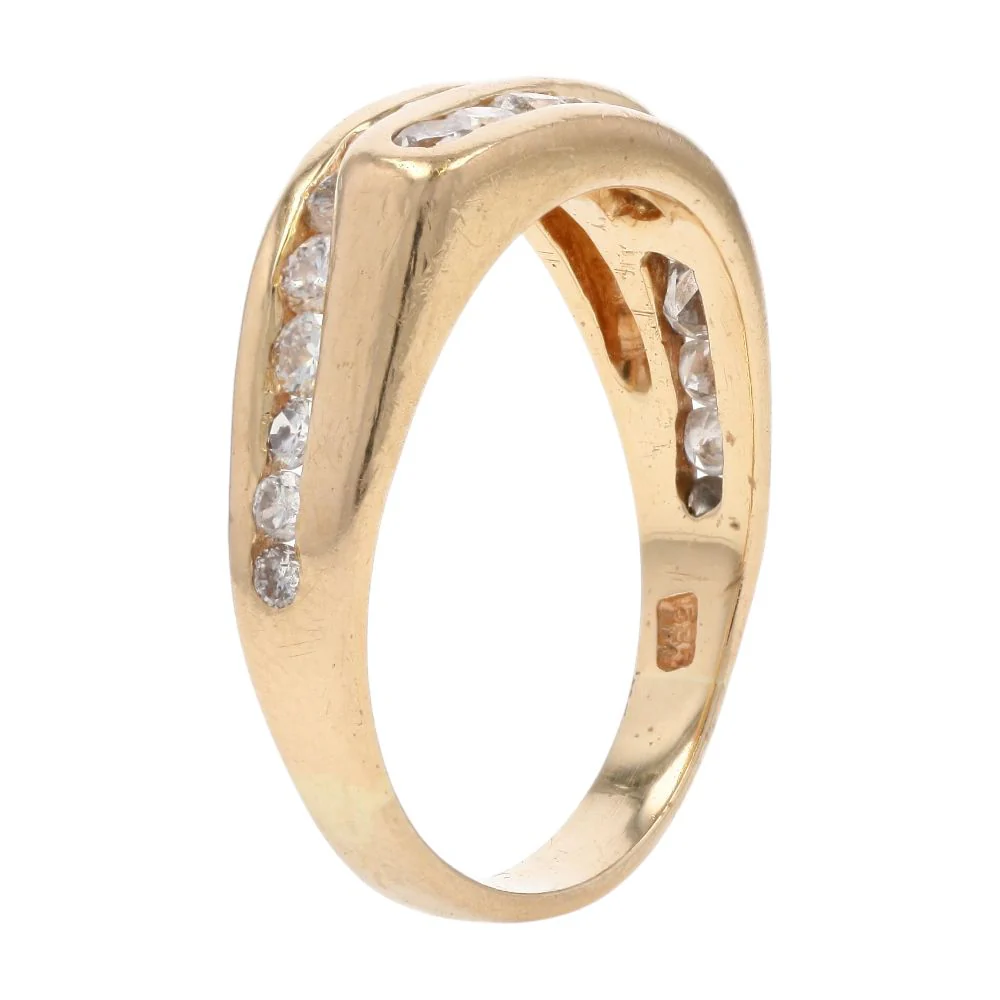 1.00 Ct 14K Gold Round Channel Set Diamond Two Row Bypass Band - Image 5