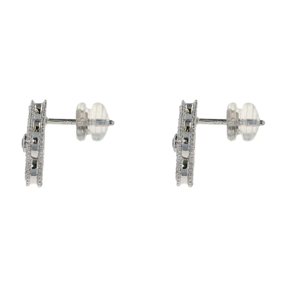 1.33 Ct 14K White Gold Lab Grown Diamond Accented Clover Stud Earrings - Image 2