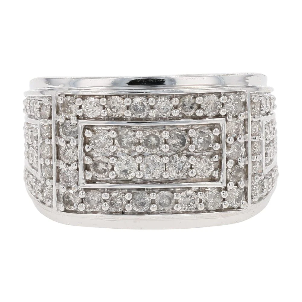 1.50 Ct 10K White Gold Gents Pave Diamond Band