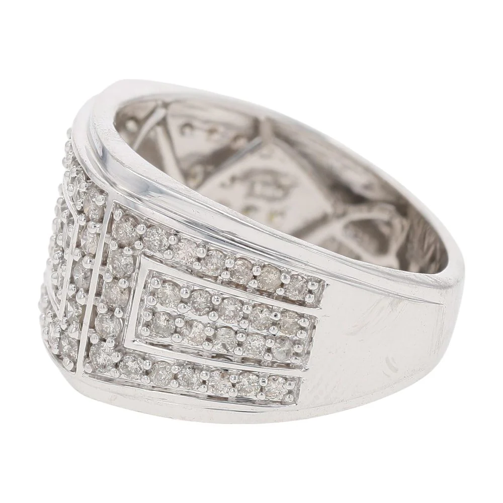 1.50 Ct 10K White Gold Gents Pave Diamond Band - Image 2