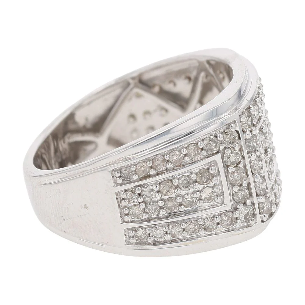 1.50 Ct 10K White Gold Gents Pave Diamond Band - Image 4