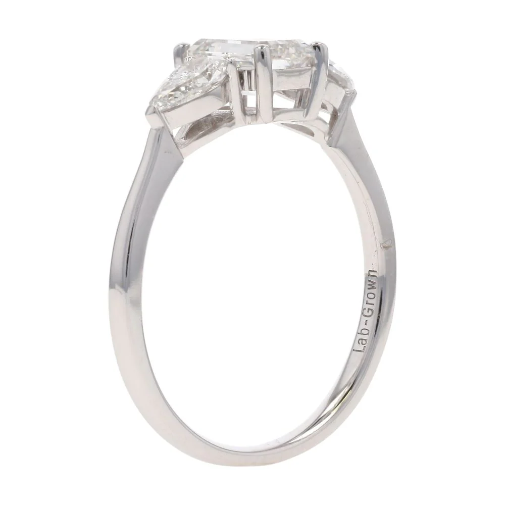 1.50 Ct 14K White Gold Emerald Cut Lab Grown Diamond Engagement Ring - Image 5