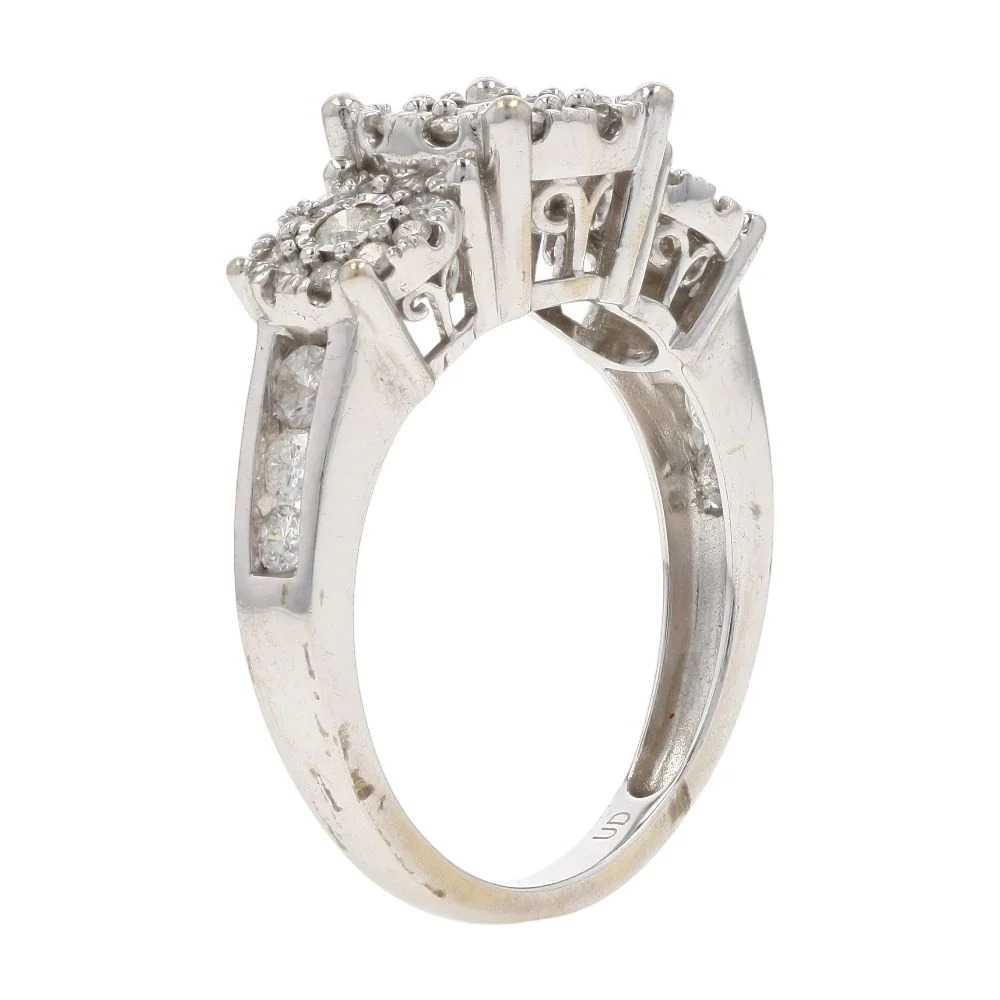 1.50 Ct 14K White Gold Halo And Illusion Set Diamond Engagement Ring - Image 5