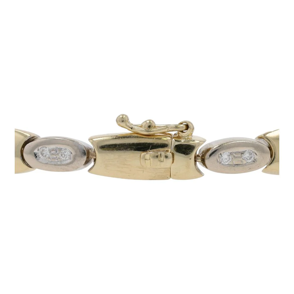 .10 Ct 14K Two Tone Gold Diamond Puff Link Line Bracelet - Image 3