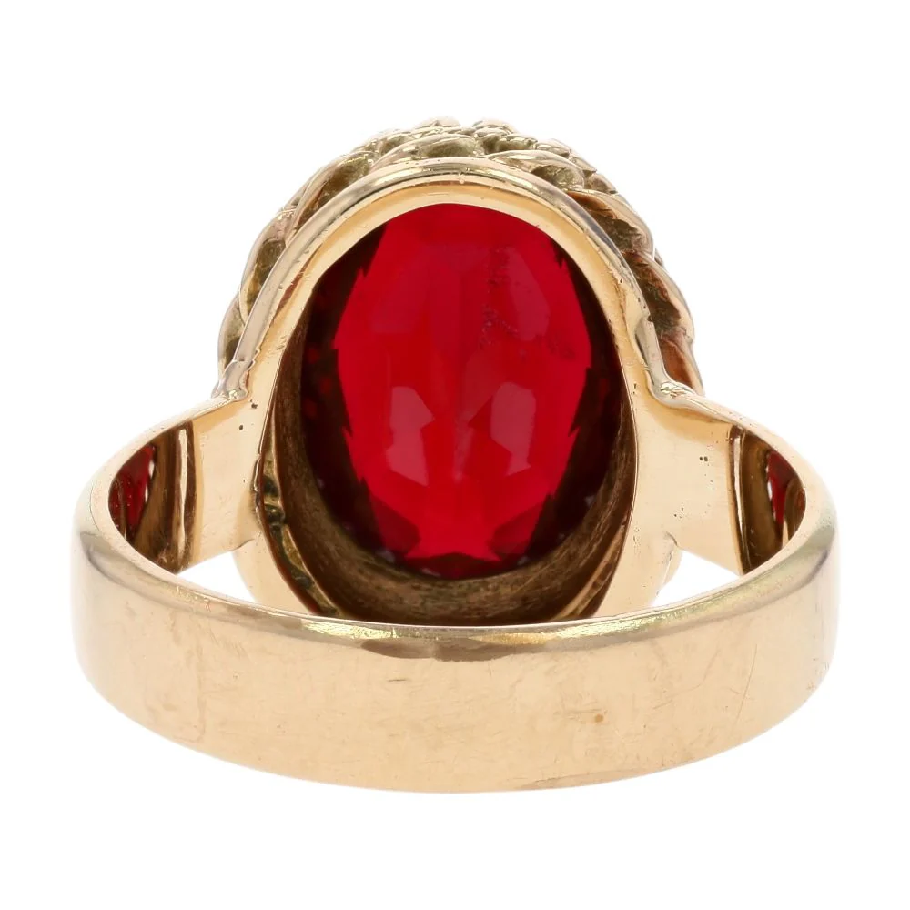 10K Gold Oval Red Stone Cocktail Ring - Image 3