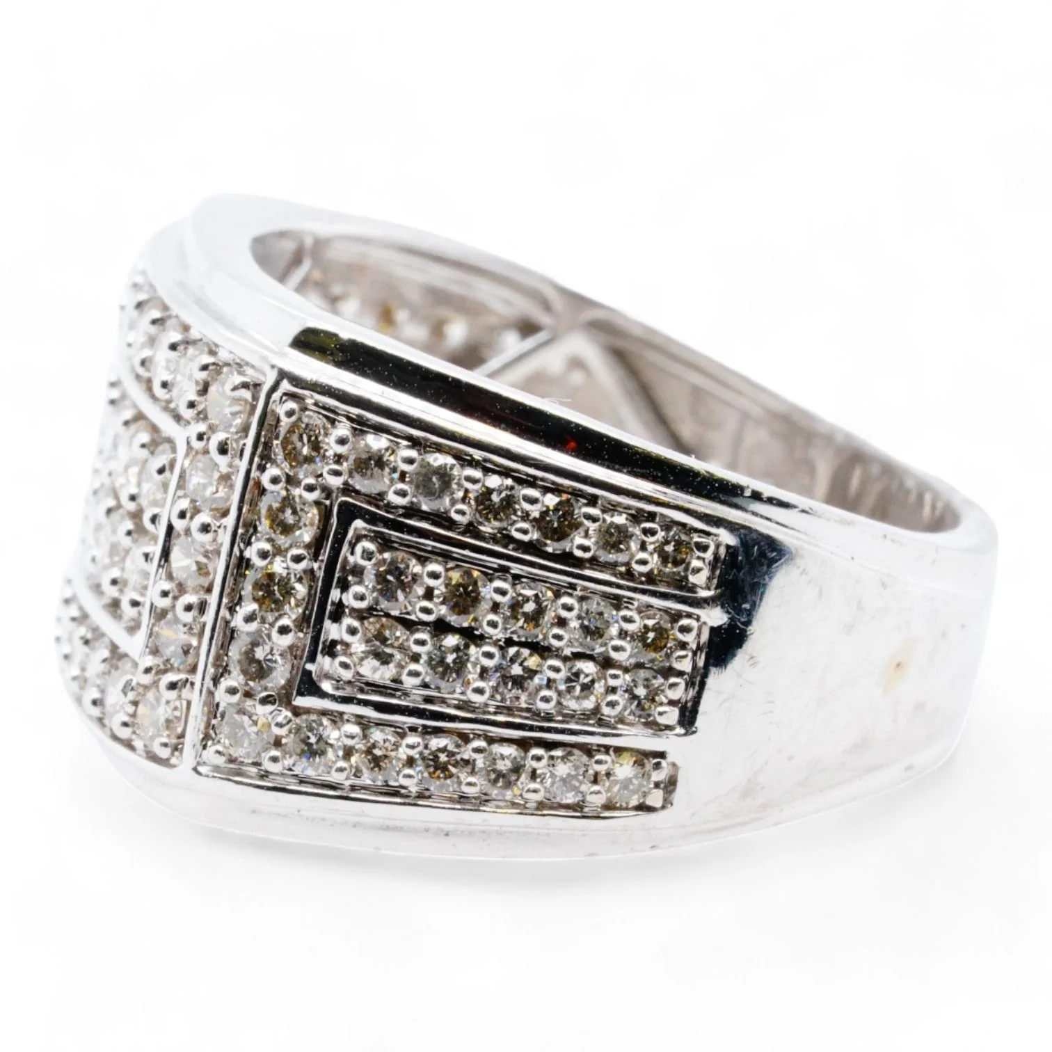 10K White Gold Rectangular Top Diamond Band - Image 2