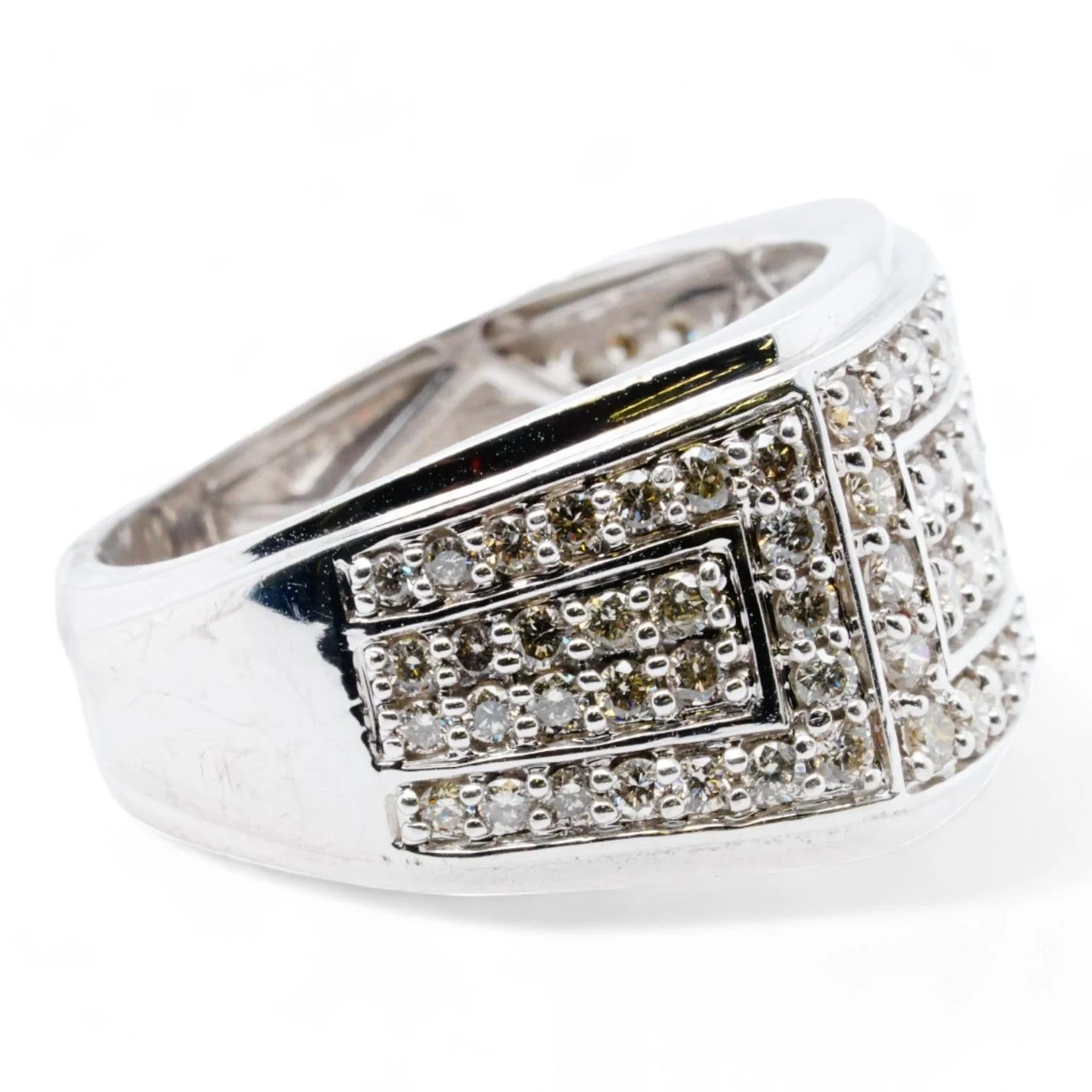 10K White Gold Rectangular Top Diamond Band - Image 3