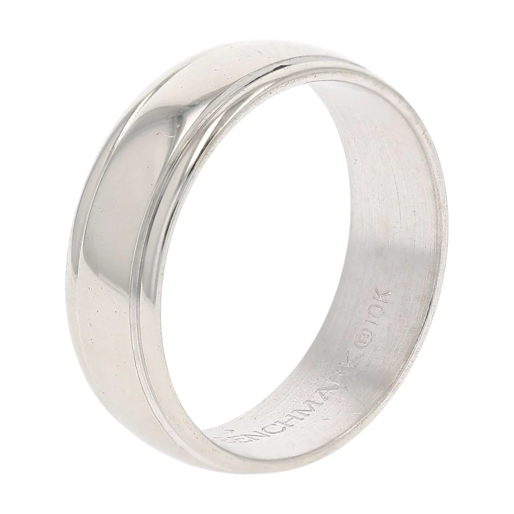 10K White Gold Ridge Edge Band - Image 3