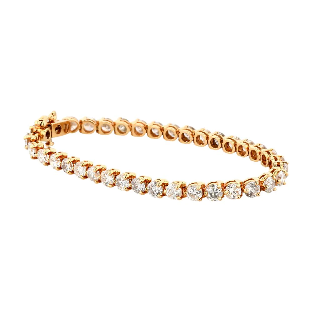 12.06 ct 14K Gold Round Diamond Tennis Bracelet
