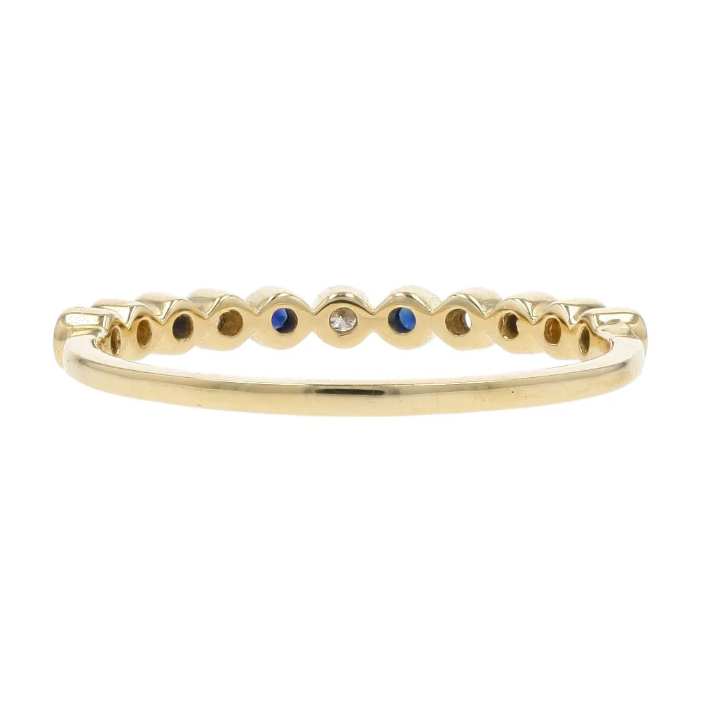 14K Gold Bezel Set Sapphire And Diamond Band - Image 3