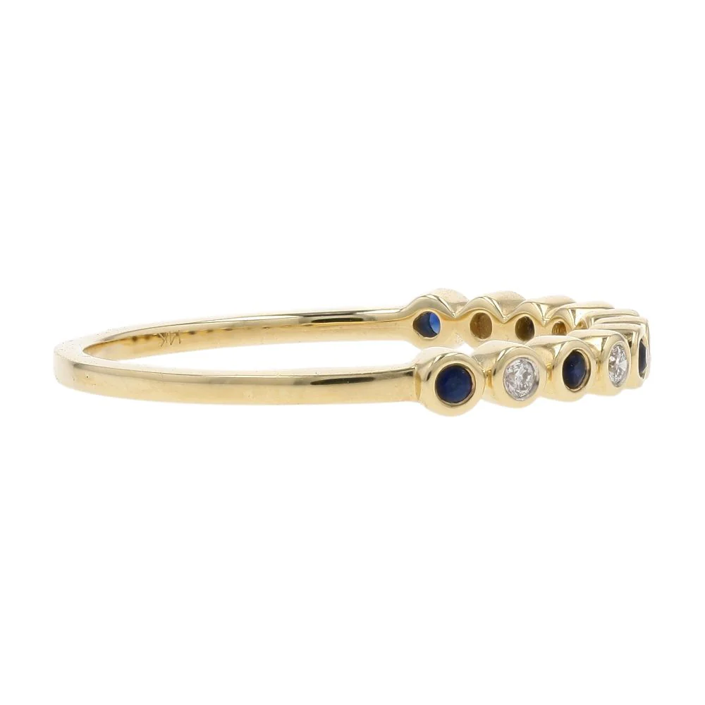 14K Gold Bezel Set Sapphire And Diamond Band - Image 4