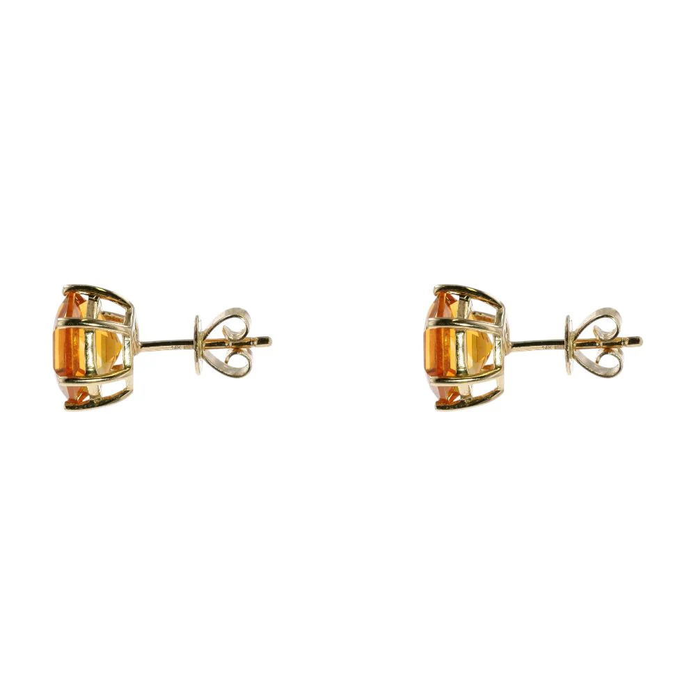 14K Gold Citrine Hexagon Cut Stud Earrings - Image 2