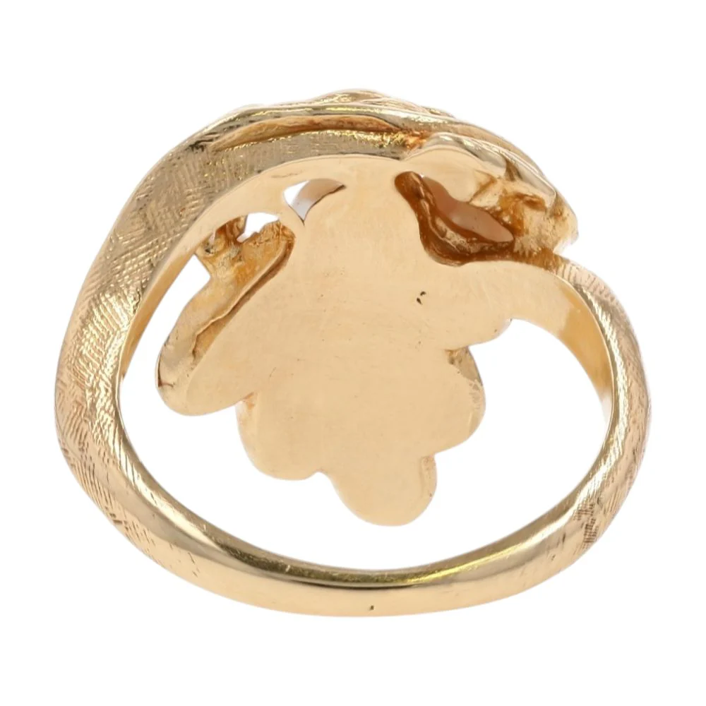 14K Gold Cultured Pearl With Sapphire Accent Vintage Style Grape Cocktail Ring - Image 3