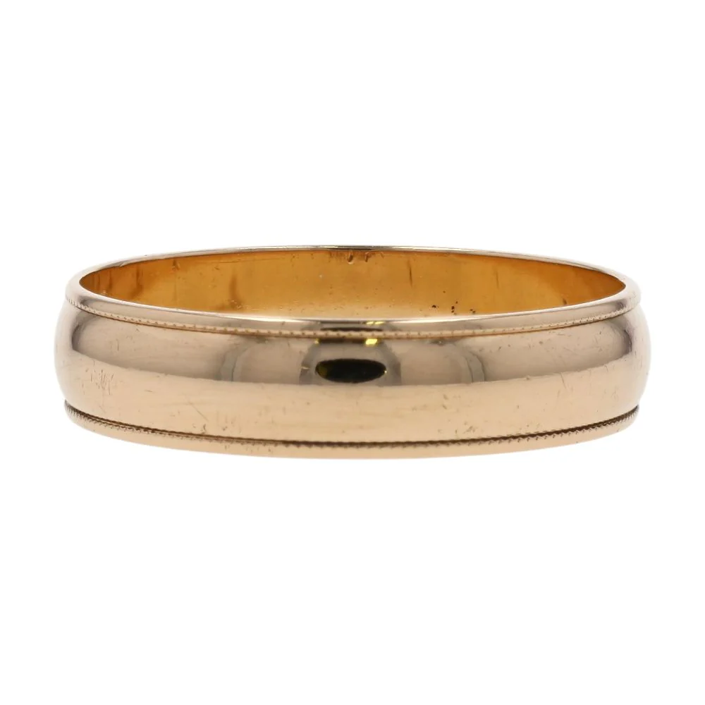 14K Gold Grooved Edge Band - Image 2