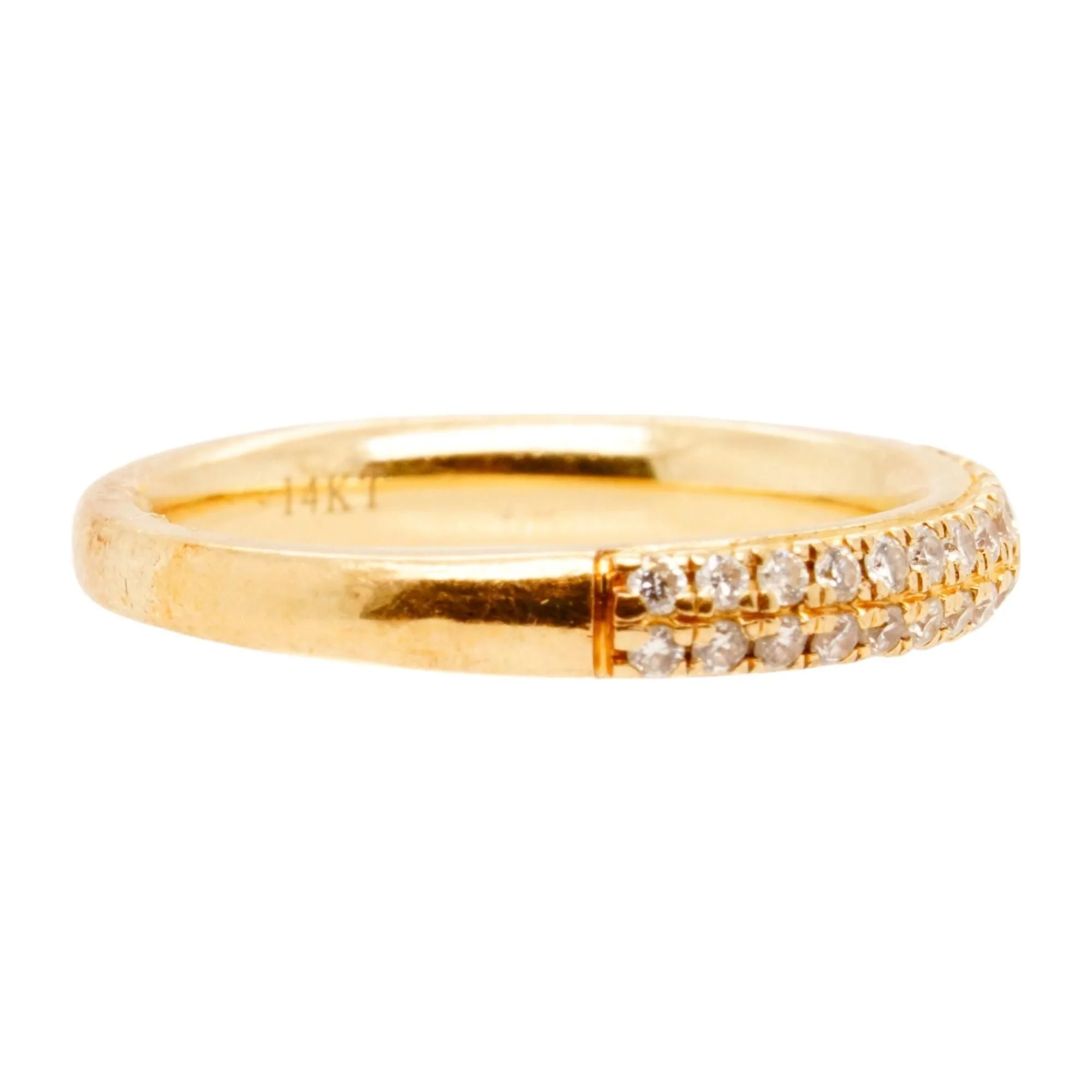 14K Gold Love Collection Two Row Diamond Band - Image 3