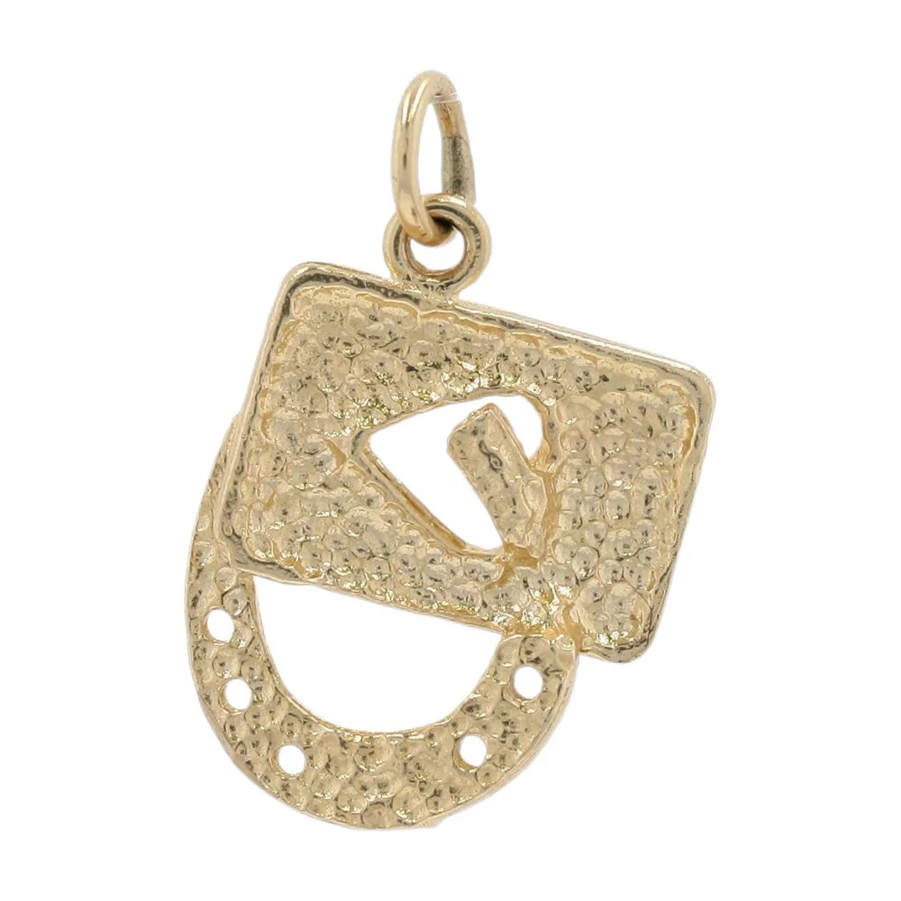 14K Gold Playing Card And Horseshoe Charm - Image 2