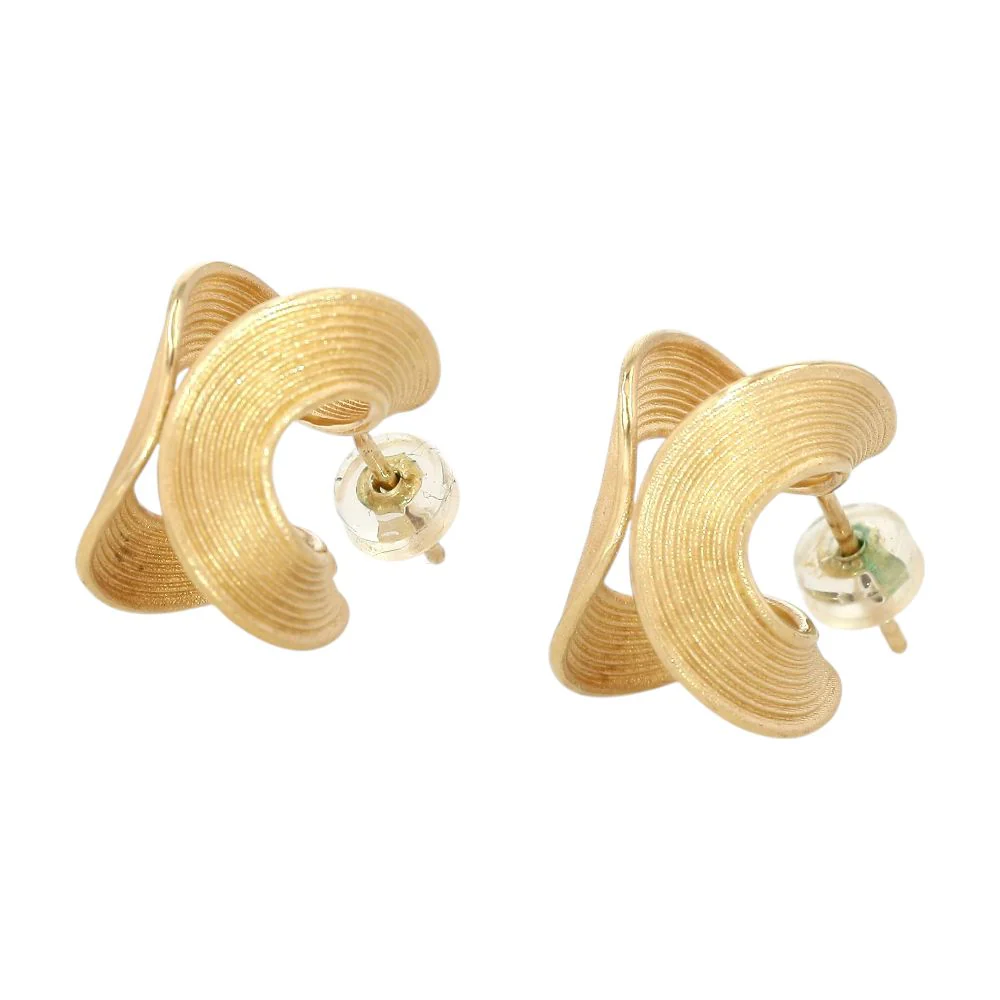 14K Gold Ribbon Drop Earrings - Image 2