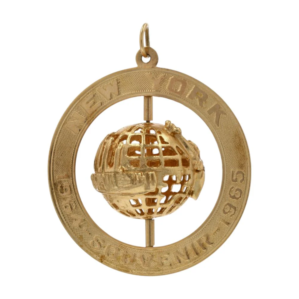 14K Gold Spinning World Pendant