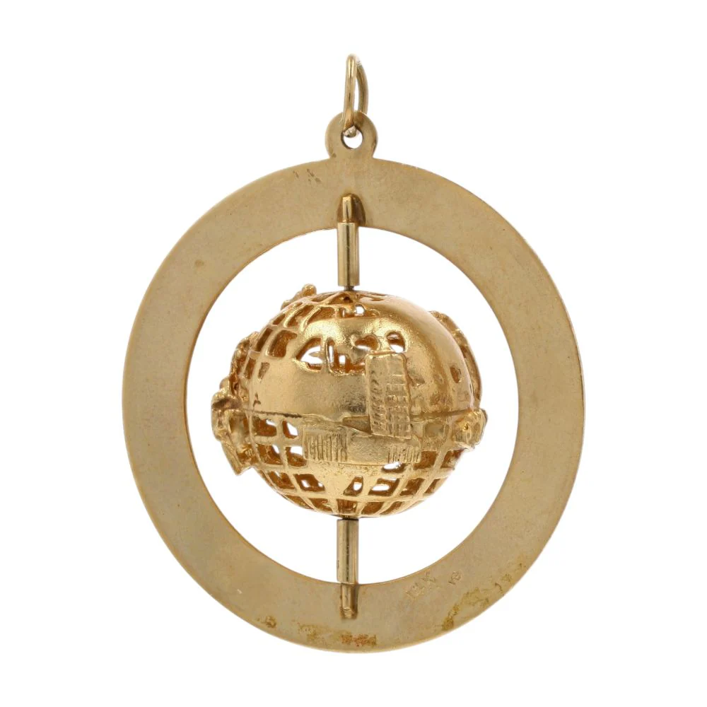 14K Gold Spinning World Pendant - Image 2