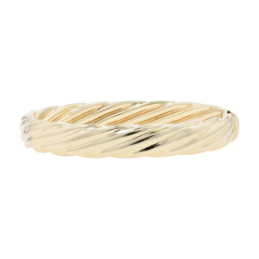 14K Gold Twisted Hinge Bangle Bracelet