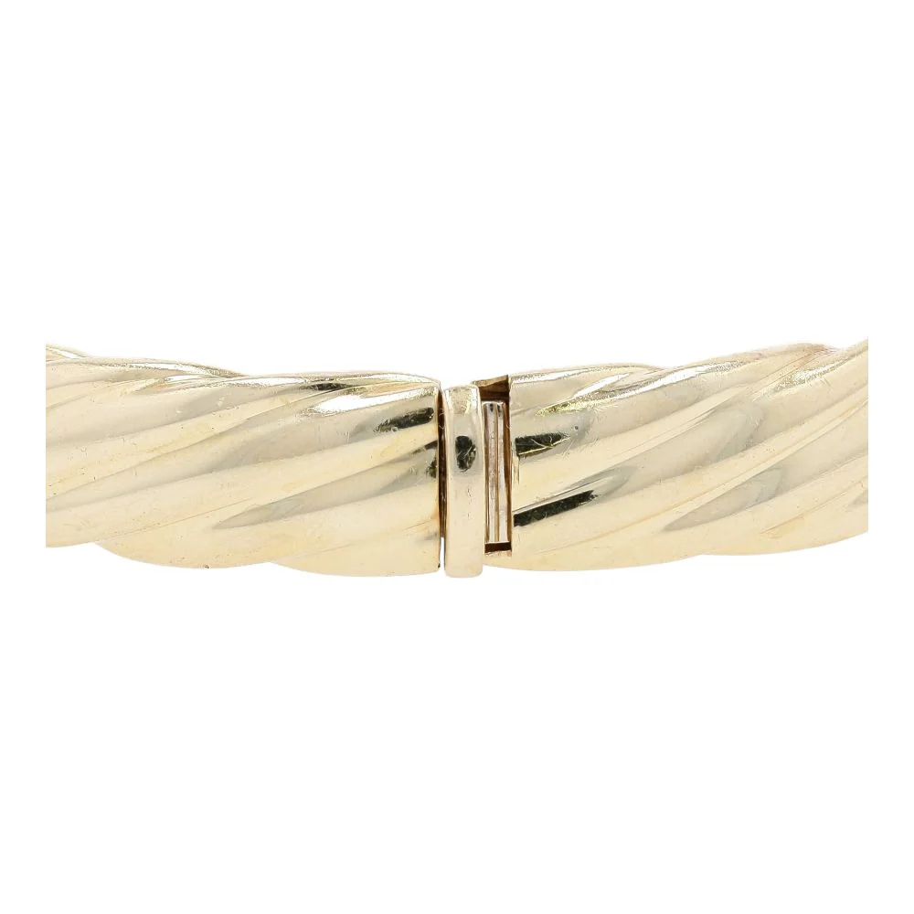 14K Gold Twisted Hinge Bangle Bracelet - Image 2