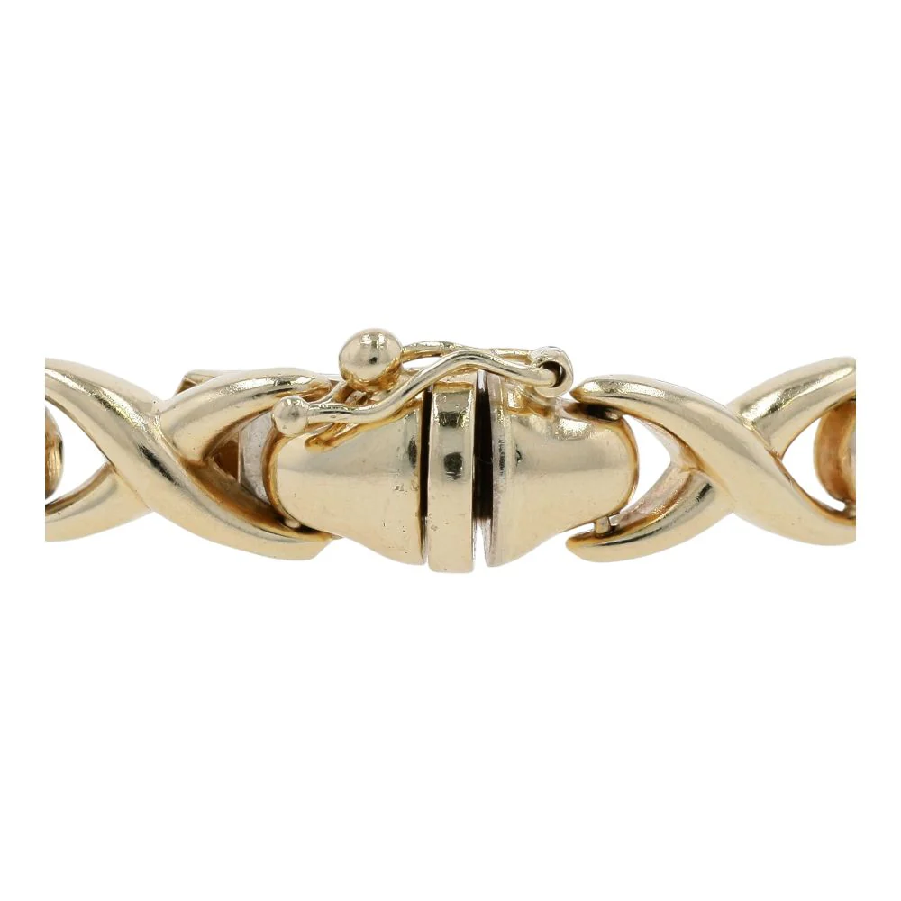 14K Gold X's And Textured Bar Link Bracelet - Image 3