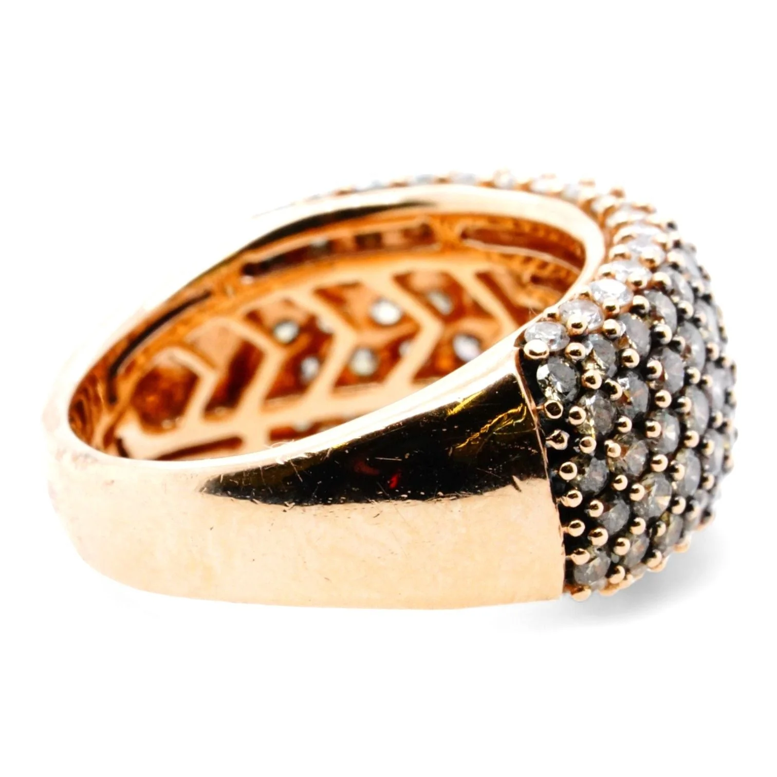 14K Rose Gold Chocolate And White Diamond Band - Image 3