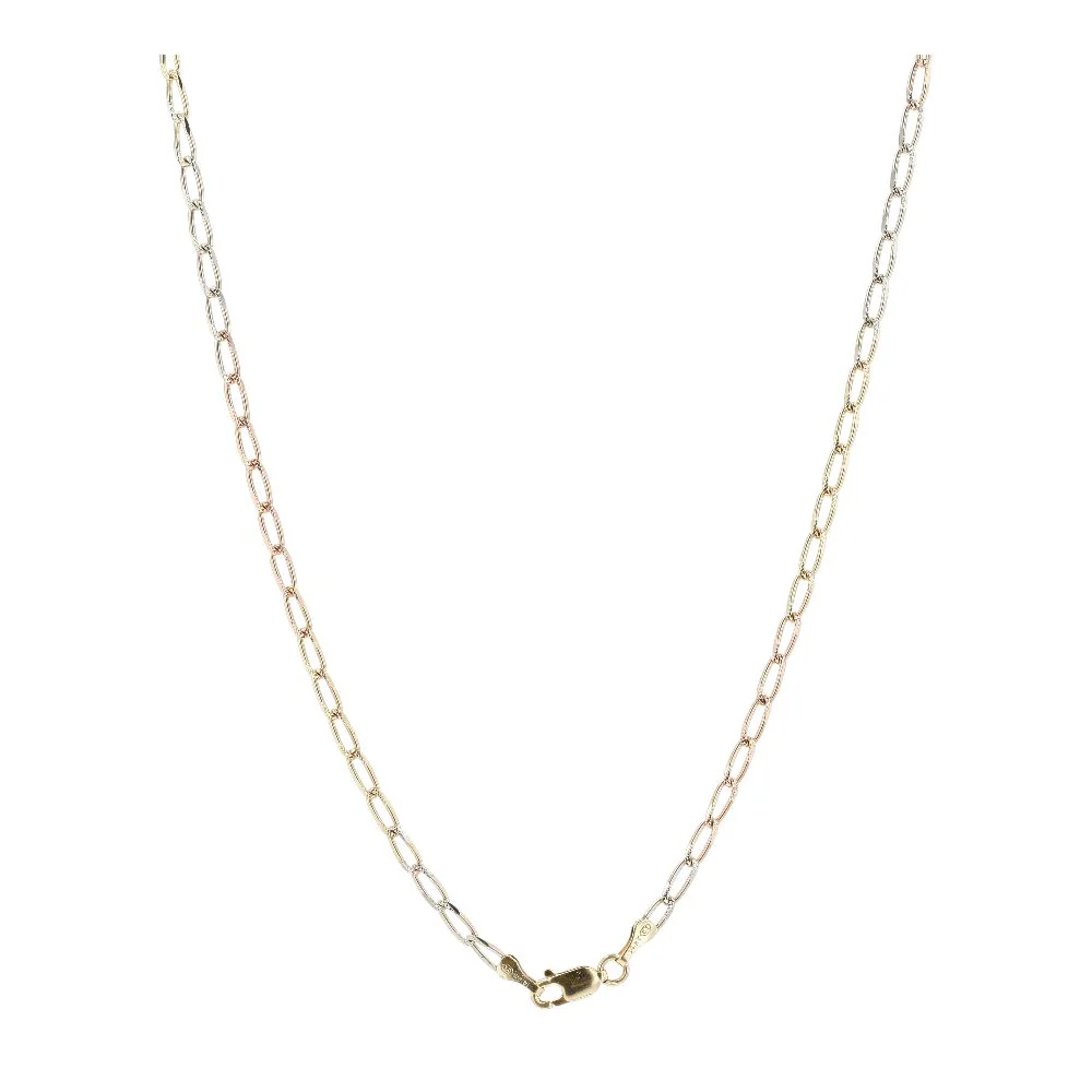 14K Two Tone Gold Elongated Curb Link Chain Necklace - Image 2
