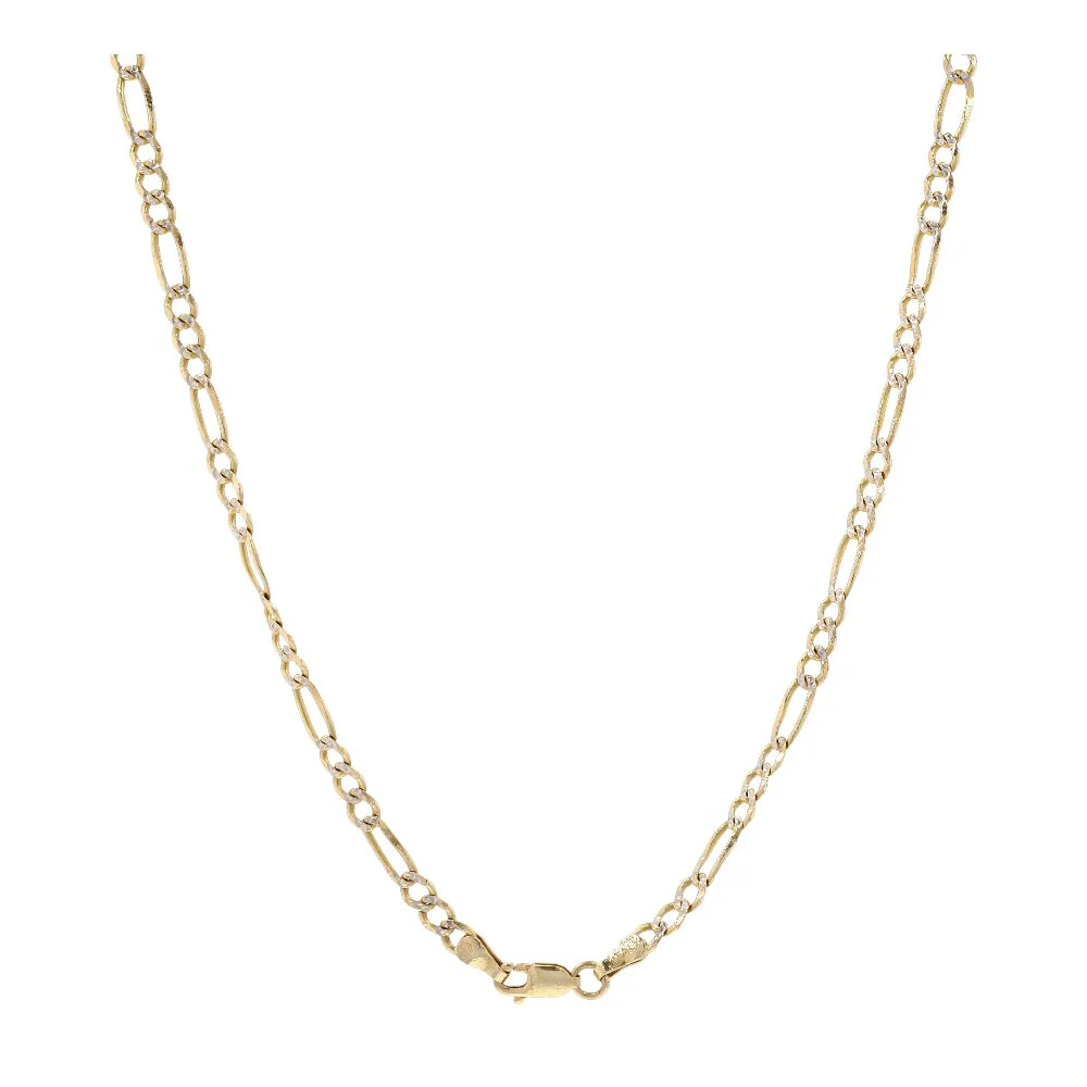 14K Two Tone Gold Textured Figaro Chain Necklace - Image 2