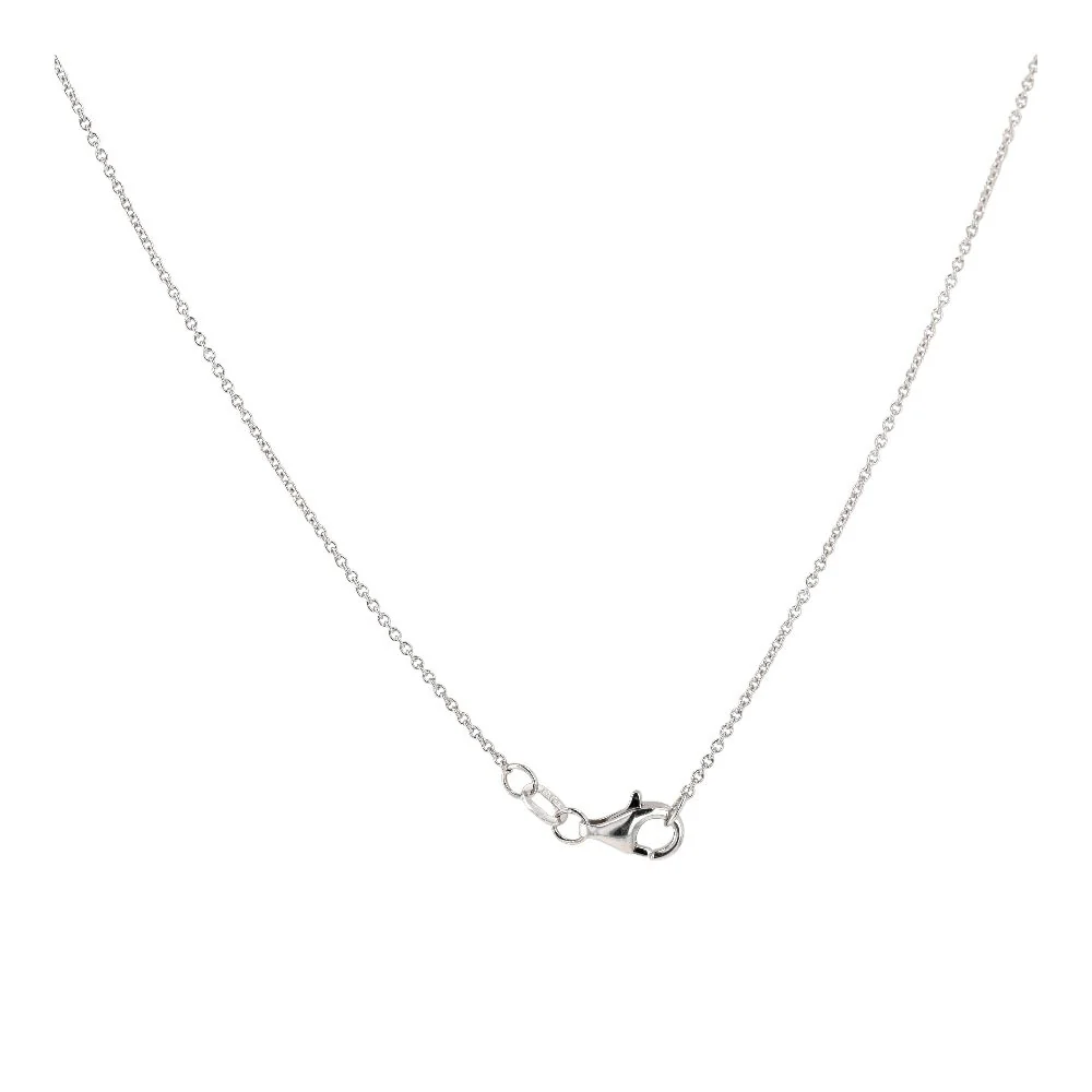 14K White Gold Diamond Accented Chain With Round Diamond Halo Pendant Necklace - Image 2