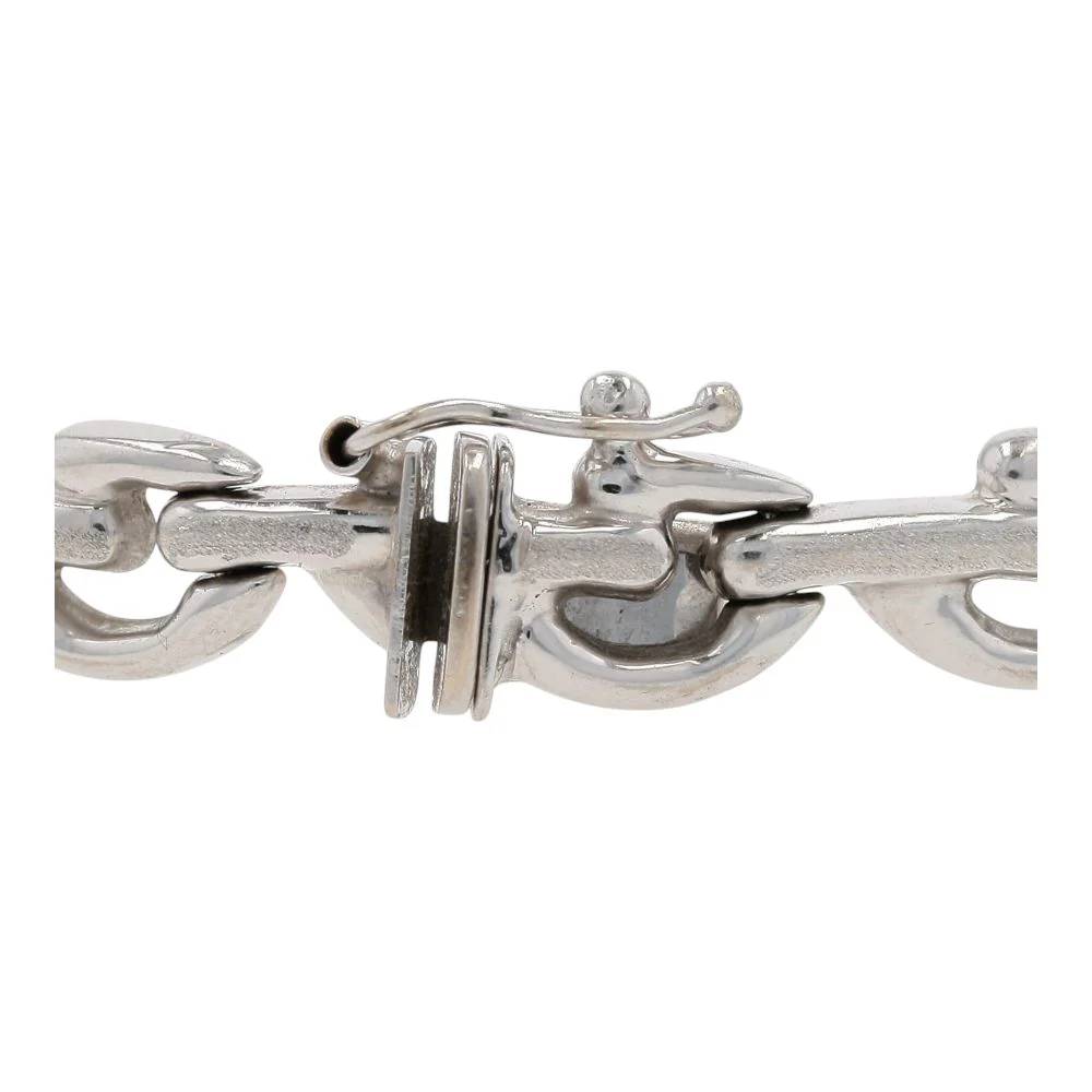 14K White Gold Offset Textured Link Bracelet - Image 3