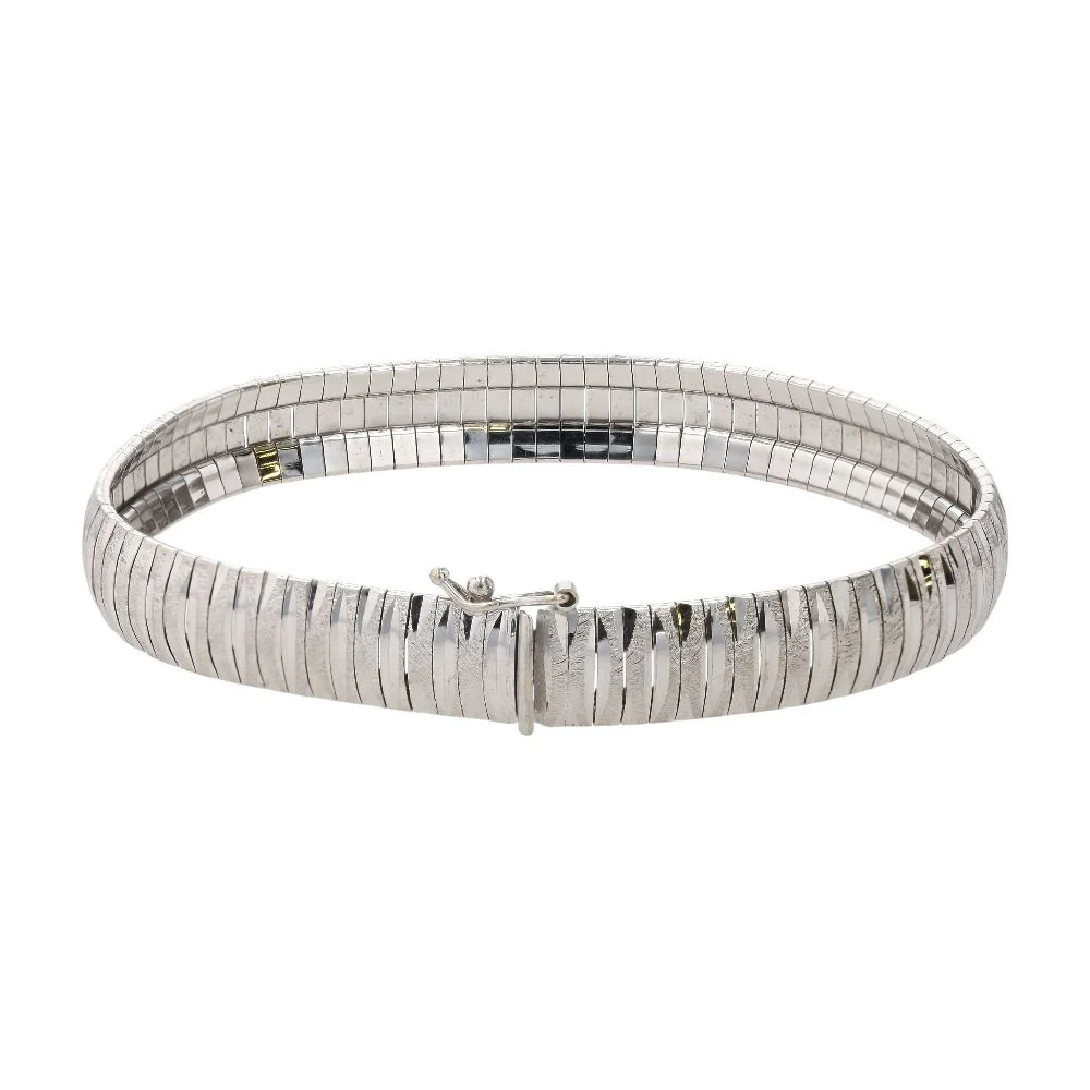 10K White Gold Omega Link Bracelet - Image 2