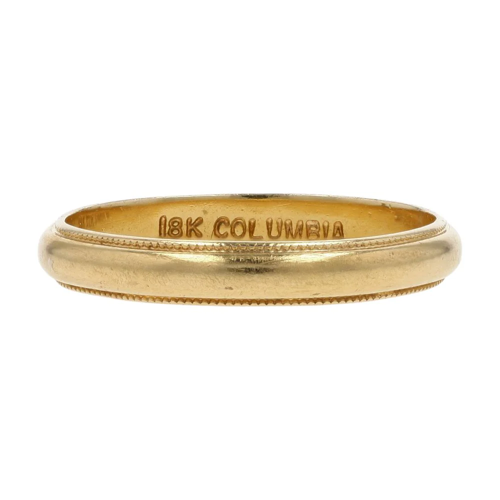18K Gold Milgrain Edge Plain Band