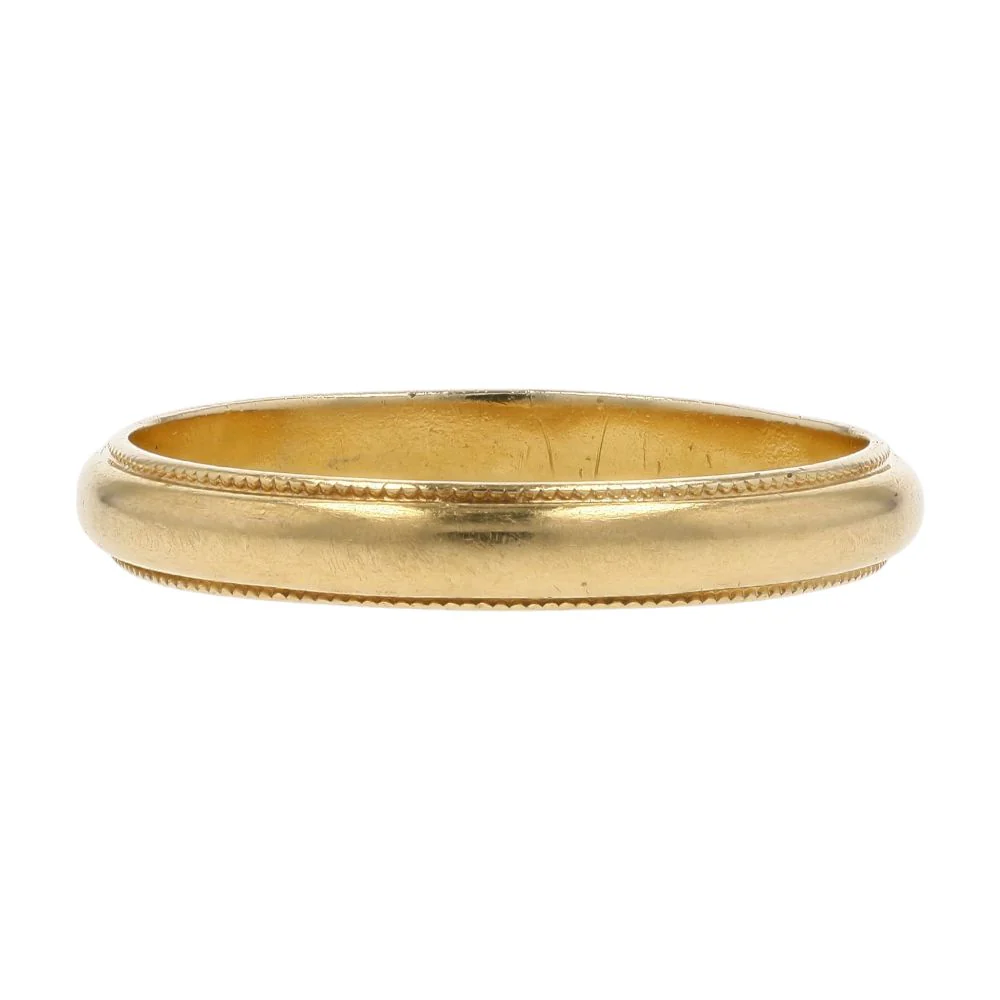 18K Gold Milgrain Edge Plain Band - Image 3