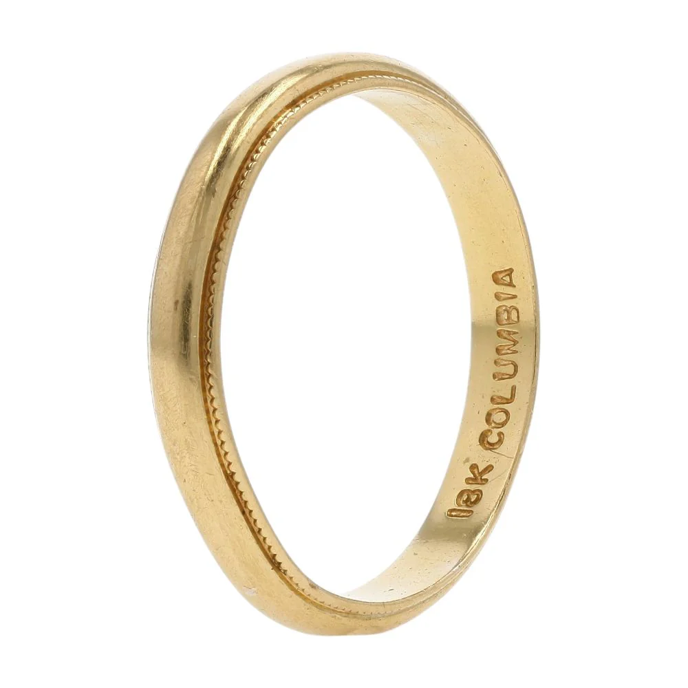 18K Gold Milgrain Edge Plain Band - Image 5