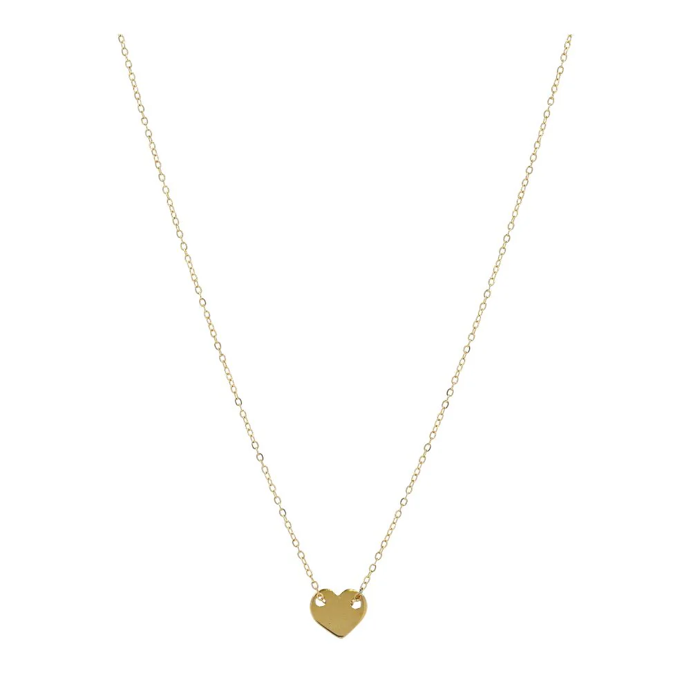 18K Gold Plain Heart Slider Pendant Necklace
