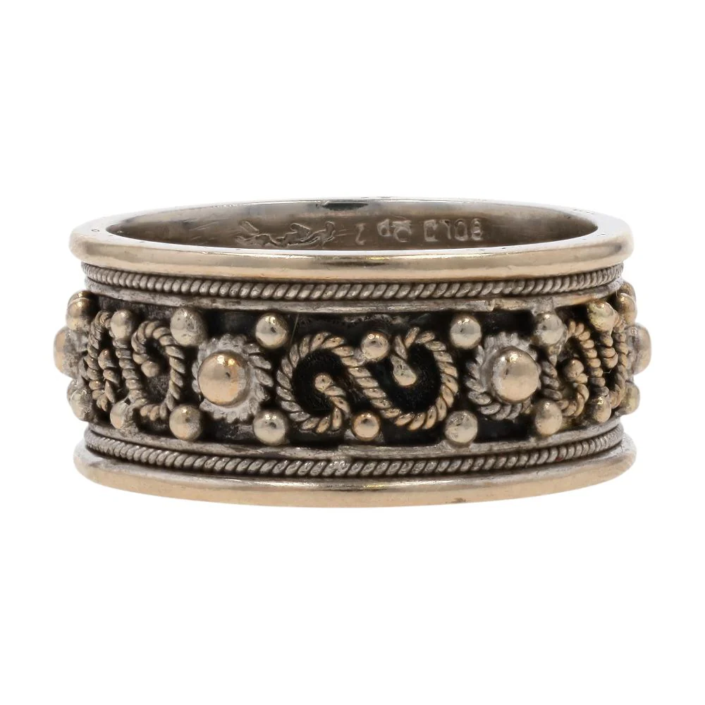 18K White Gold Phoenician Beadwork Design Band - Image 2