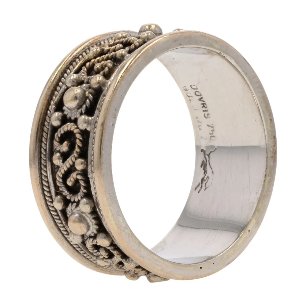 18K White Gold Phoenician Beadwork Design Band - Image 3