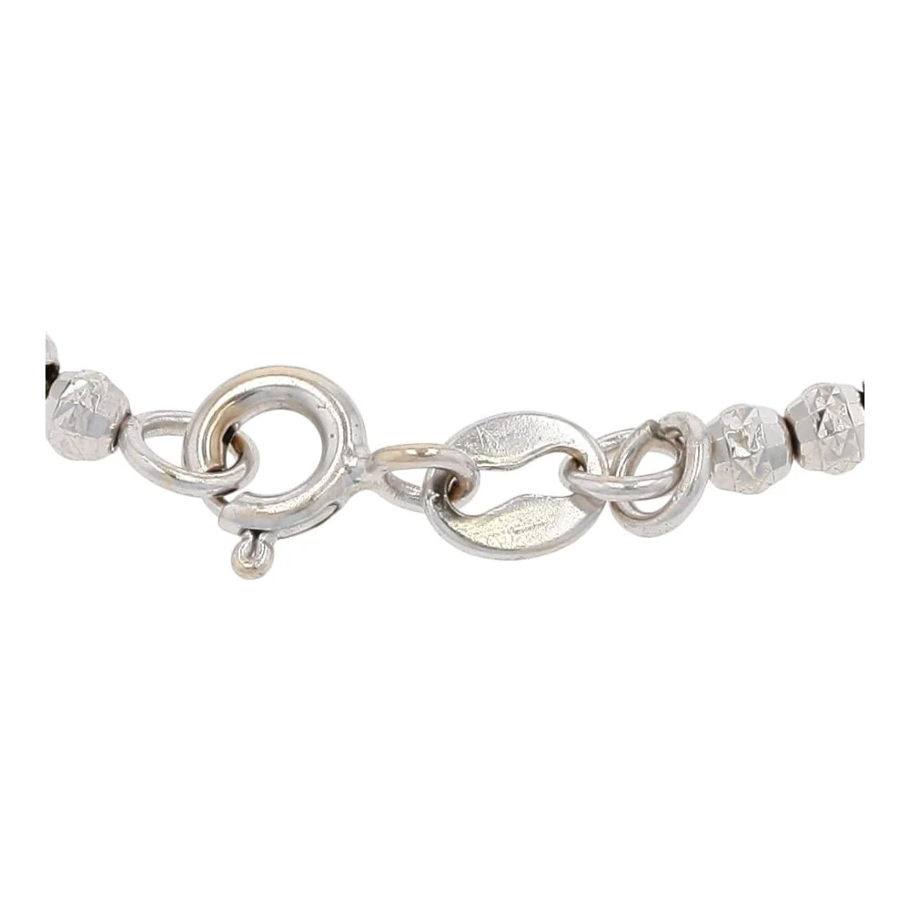 18K White Gold Sequin Ball And Barrel Chain Bracelet - Image 2
