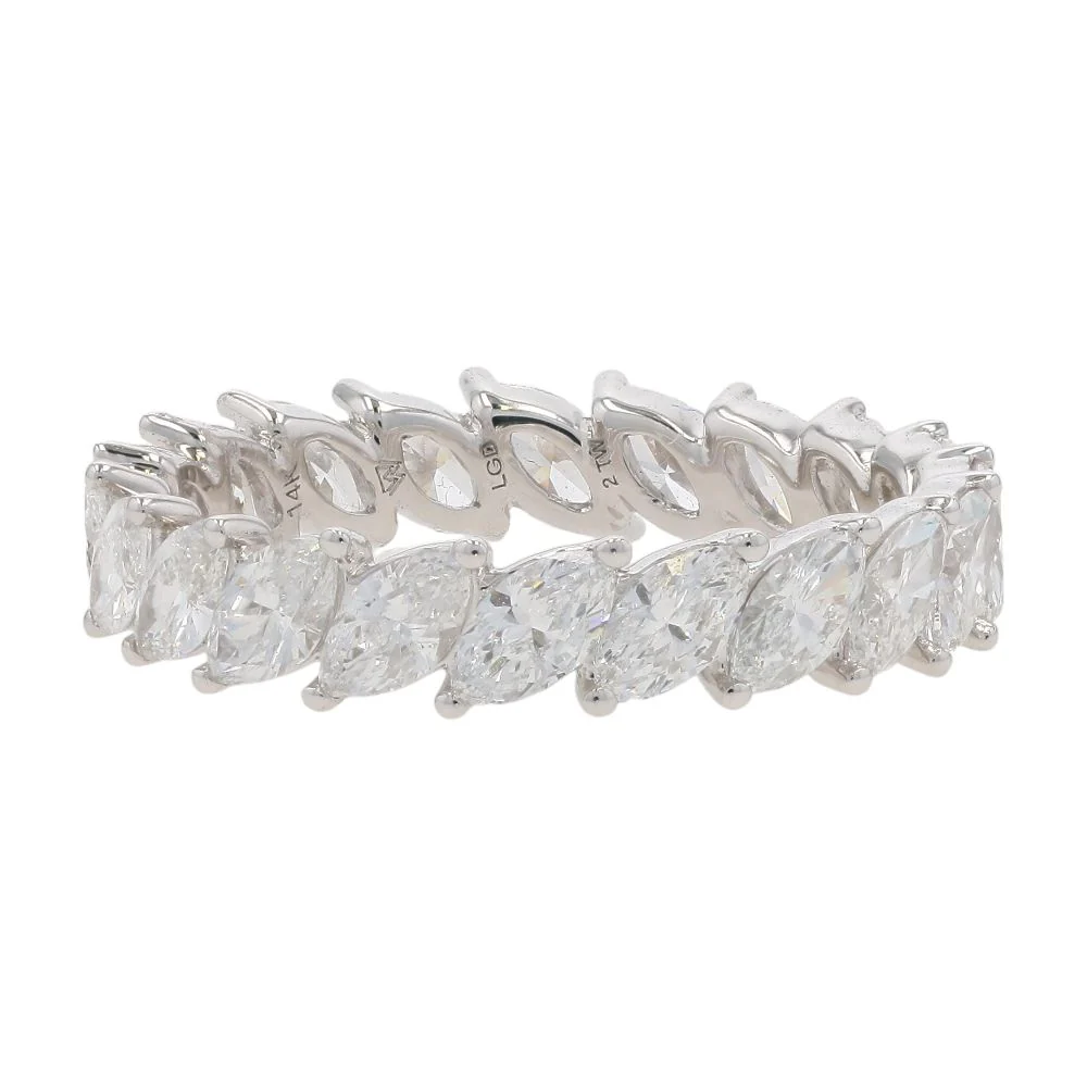 2.00 Ct 14K White Gold Lab Grown Diamond Diagonal Set Marquise Eternity Band