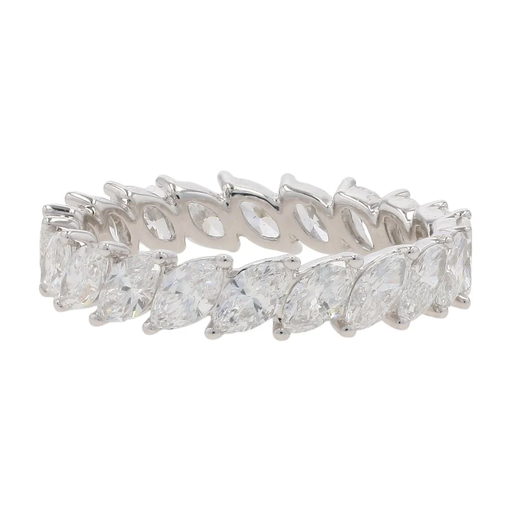2.00 Ct 14K White Gold Lab Grown Diamond Diagonal Set Marquise Eternity Band - Image 2