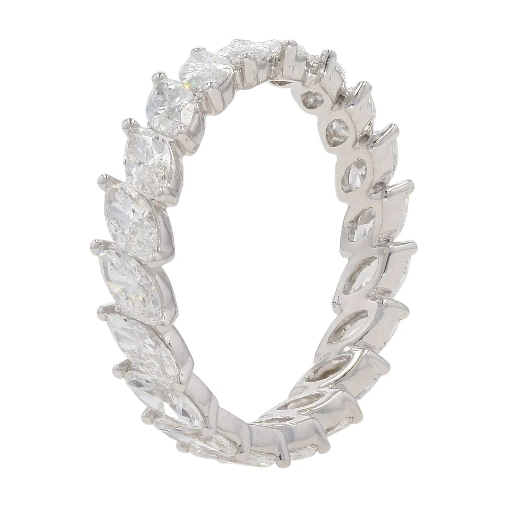 2.00 Ct 14K White Gold Lab Grown Diamond Diagonal Set Marquise Eternity Band - Image 3