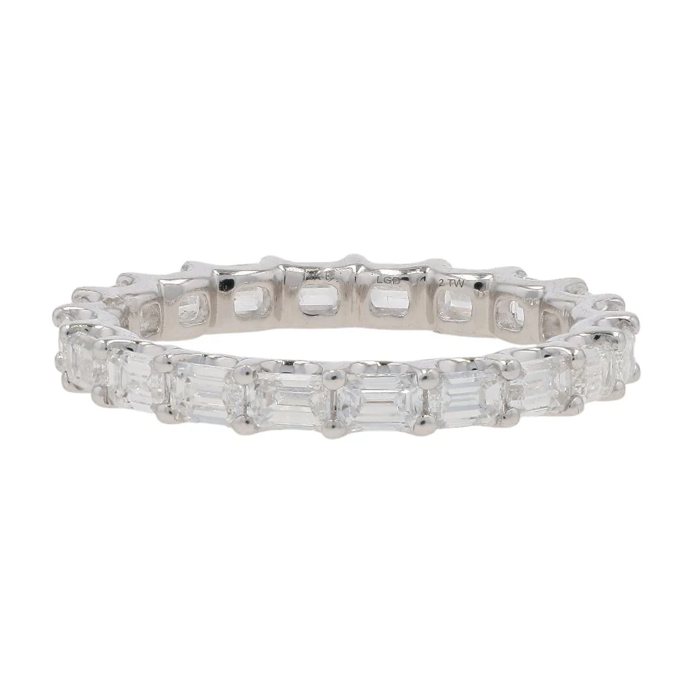 2.00 Ct 14K White Gold Lab Grown Diamond East West Emerald Cut Eternity Band