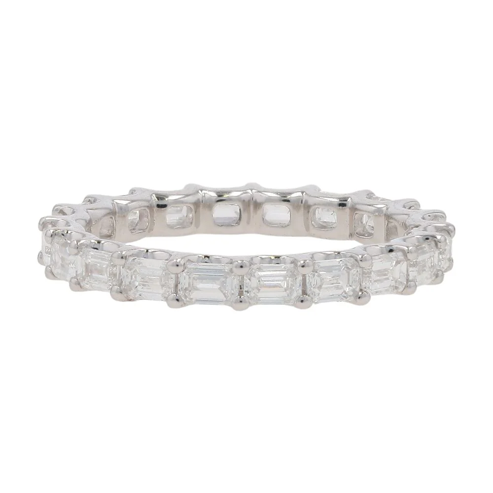 2.00 Ct 14K White Gold Lab Grown Diamond East West Emerald Cut Eternity Band - Image 2