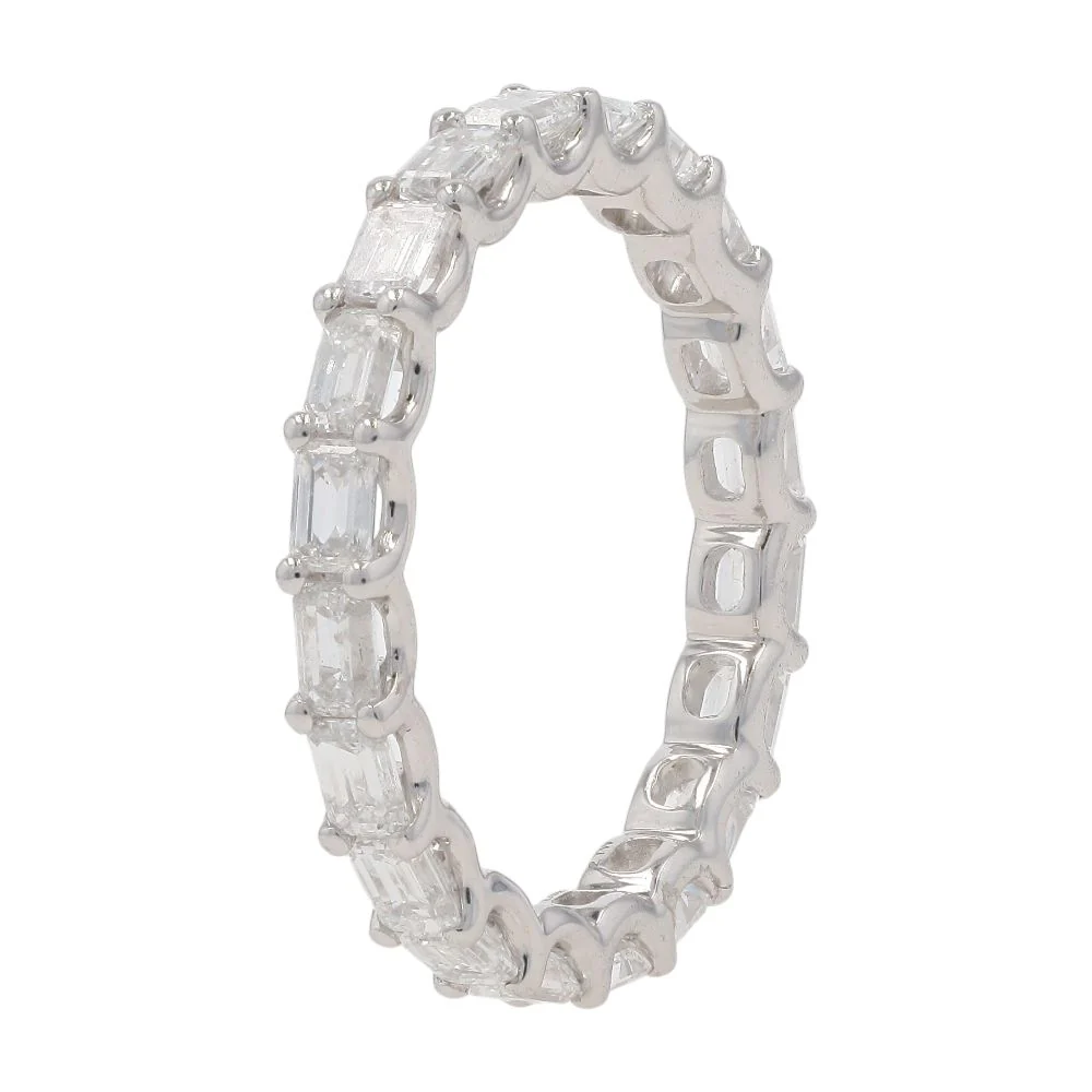 2.00 Ct 14K White Gold Lab Grown Diamond East West Emerald Cut Eternity Band - Image 3