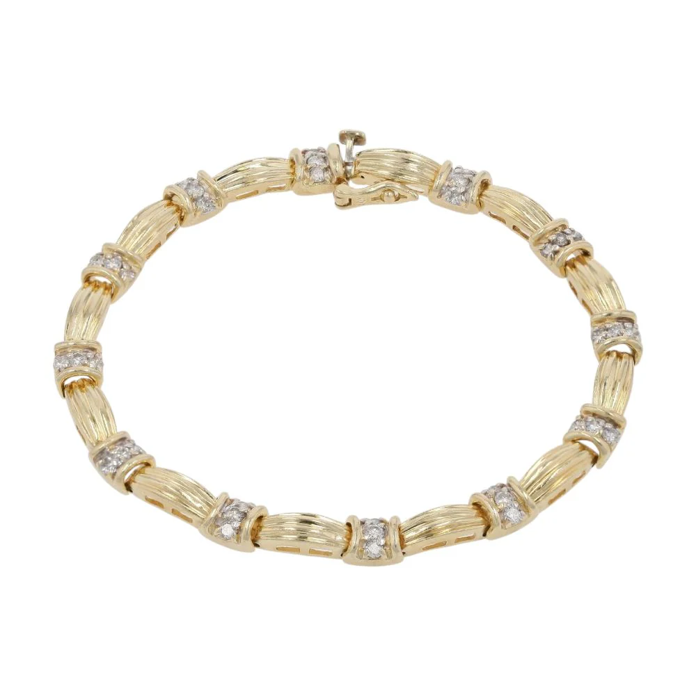 .20 Ct 14K Gold Lined Dome And Round Diamond Link Tennis Bracelet
